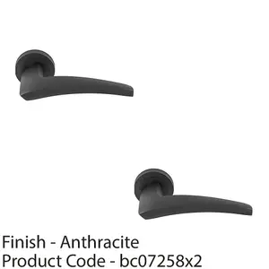 2 PACK - Premium Elegant Curve Door Handle Set - Anthracite Grey Bar Lever on Round Rose