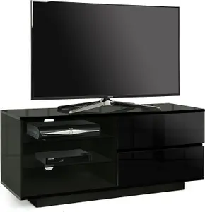 Homeology Gallus Gloss Black with 2-Black Drawers and 2 Shelves up to 55"LED, LCD, Plasma Cabinet TV Stand