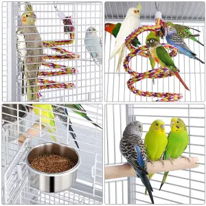 Yaheetech White Metal Bird Cage with Playtop and Casters