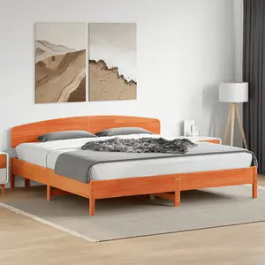 Berkfield Bed Frame without Mattress Wax Brown 200x200 cm Solid Wood Pine