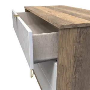 Linear Ready assembled Matt white dark oak effect 3 Drawer Chest of drawers (H)695mm (W)765mm (D)415mm