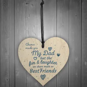 Red Ocean Chance Made You My Dad Fathers Day Wooden Hanging Heart Sign Keepsake Gift From Daughter Son