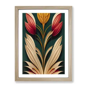 Flower No.1 - Single Picture Frame Print Oak Framed / 34cm H x 25cm W x 2cm D