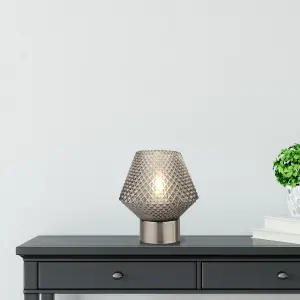 Lighting Collection Textured Smoked Glass Table Lamp