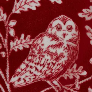 Woodland Owls Red Fleece Duvet Cover Set