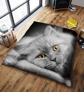 3D Wildlife Animals Printed Designs Luxurious Super Soft Blanket For Sofa Warm & Cozy Throws Faux Fur Reversible Cat 150 x 200cm