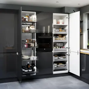 GoodHome Pebre Grey Soft-close Larder Pull-out storage