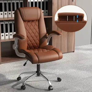 COSTWAY Swivel PU Leather Office Chair with Adjustable Height