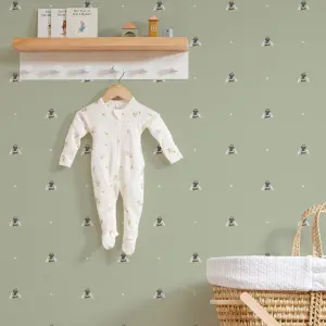 Bumble Bee Wallpaper In Sage Green