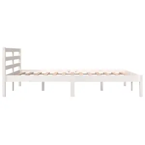 vidaXL Bed Frame Solid Wood Pine 135x190 cm Double White