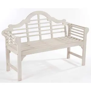 Greenhurst Lutyens Style Wooden Garden 2 Seater Bench Oiled Forest White Acacia Hardwood W129 x D52 x H89cm