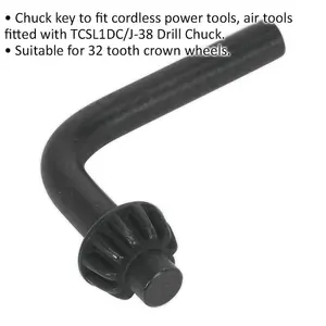 10mm L-Shape Chuck Key for Power Tools - Ideal for 32 Tooth Crown Wheels