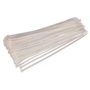 Sealey Cable Zip Ties Nylon Wraps 300mm x 4.8mm White Pack of 100 CT30048P100W