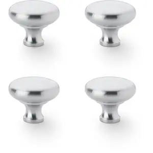 4 PACK - Victorian Round Door Knob - Satin Chrome 38mm - Kitchen Cabinet Pull Handle