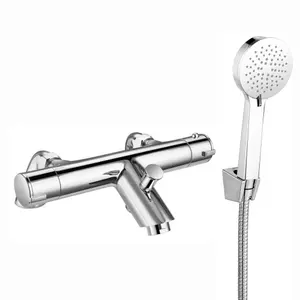 ENKI Dune Chrome Modern Deck Mounted Brass Thermostatic Bar Shower Mixer Valve BBT0215