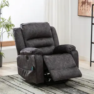 Electric Power Lift Recliner Chair Single Sofa with Massage and Heat and 2 Side Pockets and USB Ports