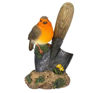 Vivid Arts Robin on a Trowel Garden Decoration