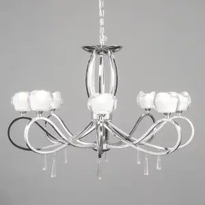 Litecraft Marta Chrome 8 Lamp Glass Ceiling Pendant Light