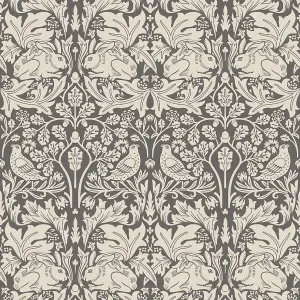 Hoopla Walls Forest Rabbit Charcoal Grey Smooth Matt Wallpaper