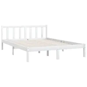 Berkfield Bed Frame White Solid Wood Pine 135x190 cm Double