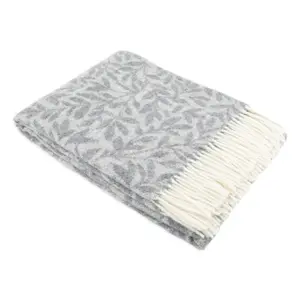 Leaf Pattern Grey Wool Blanket