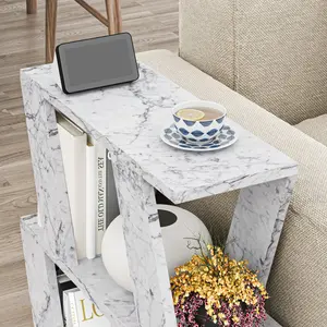 Adriana Side Table Modern Compact Design for Living Room & Bedroom White Marble