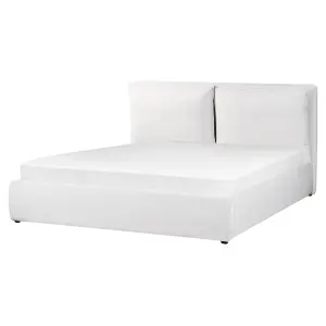 Velvet EU King Size Ottoman Bed Off-White BAJONNA