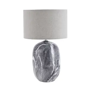 Marble Effect Ceramic Table Lamp Base with Gloss Glazing and Satin Nickel Trim