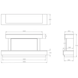 Suncrest Madison Grey & white Glass, MDF & metal Freestanding Electric fire suite