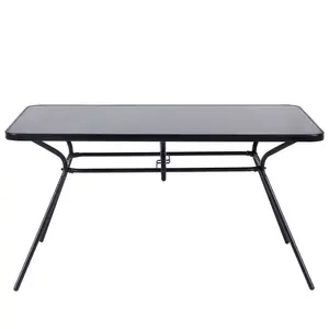 Beliani Minimalist Garden Table Glass Black LIVO