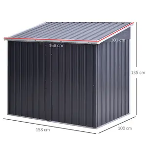 Outsunny 2-Bin Corrugated Steel Rubbish Storage Shed w/ Locking Doors Lid Unit