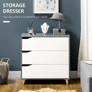 HOMCOM Chest of Drawers, 3 Drawer Unit Storage Organiser for Bedroom, White