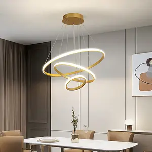 Gold Chandelier LED Circle Modern Luxury 3 Rings (20+40+60cm) Pendant Light