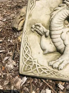 Celtic Welsh Dragon Plaque Hanging Wall Art Stone Statue Outdoor Garden Ornament