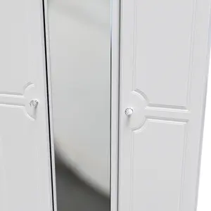 Stratford Triple Mirror Wardrobe in White Ash (Ready Assembled)