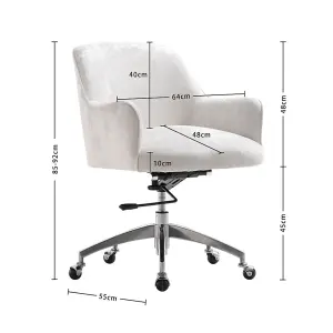 Beige Height Adjustable Ice Velvet Swivel Office Chair