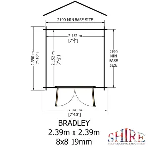 Shire 8x8 Bradley Log Cabin - 19mm Thick Logs