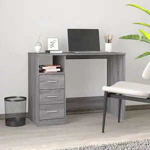 Berkfield Desk with Drawers Grey Sonoma 102x50x76 cm Engineered Wood