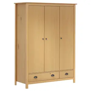 3-Door Wardrobe Hill 127x50x170 cm Solid Pine Wood