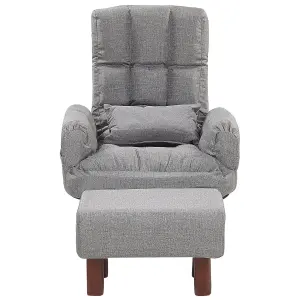 Recliner Chair OLAND with Footstool Fabric Grey