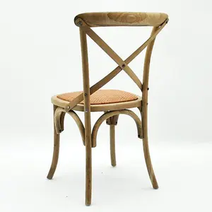 French Cross Back Dining Chair - L46 x W49 x H88 cm - Natural