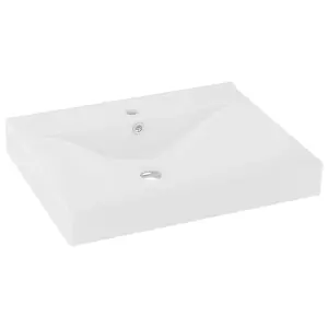 Luxury Basin with Faucet Hole Matt White 60x46 cm Ceramic