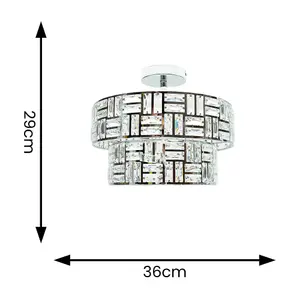 ValueLights Elise Silver Acrylic Jewel Two Tier Ceiling Pendant Light