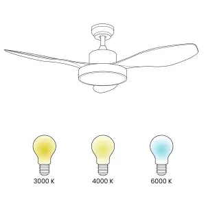 Ceiling Fan with Light Silver with Light Wood BANDERAS