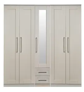 Ripon Tall 5 Door 2 Drawer 1 Mirror Wardrobe in Kashmir Ash (Ready Assembled)