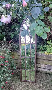 Metal Rustic Gothic Arch Slimline Mirror 1m Tall