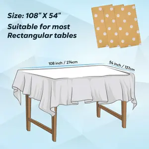 Neel Blue 54"x108" Plastic Tablecloth with Polka Dot Disposable Table Cover - Gold