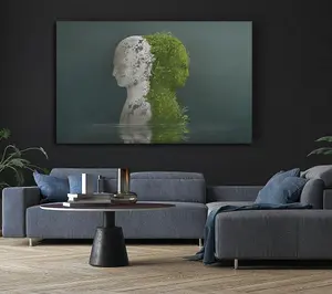 Stone And Plant Human Canvas Print Wall Art - Medium 20 x 32 Inches