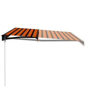 Berkfield Manual Retractable Awning with LED 450x300 cm Orange and Brown