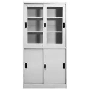 Berkfield Office Cabinet with Sliding Door Light Grey 90x40x180 cm Steel